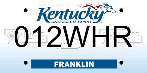 012WHR Kentucky License Plate