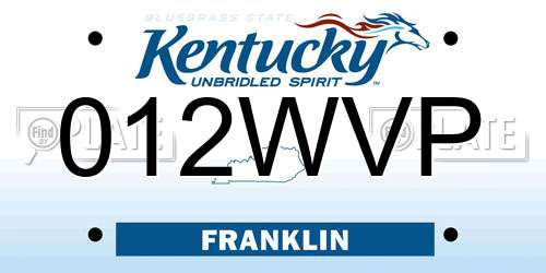 012WVP Kentucky License Plate