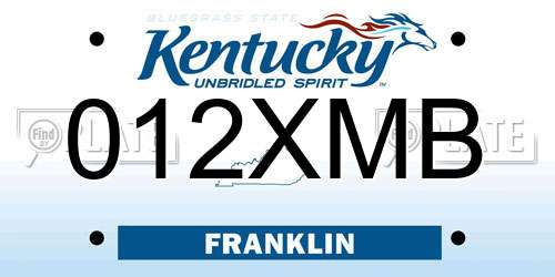 012XMB Kentucky License Plate