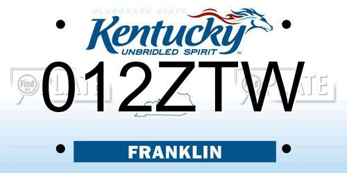 012ZTW Kentucky License Plate