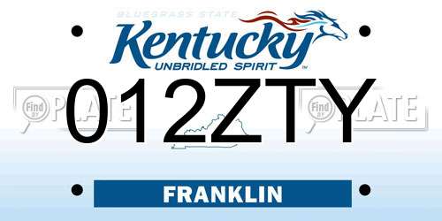 012ZTY Kentucky License Plate