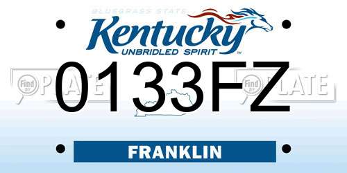 0133FZ Kentucky License Plate