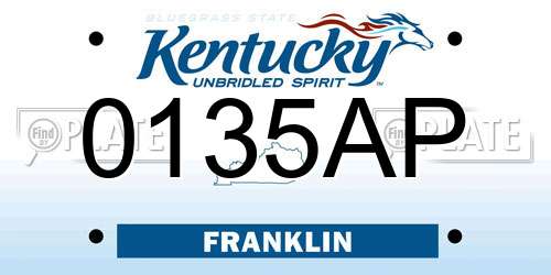 0135AP Kentucky License Plate