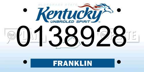 0138928 Kentucky License Plate