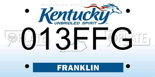 013FFG Kentucky License Plate