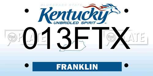 013FTX Kentucky License Plate