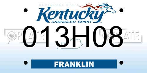 013H08 Kentucky License Plate