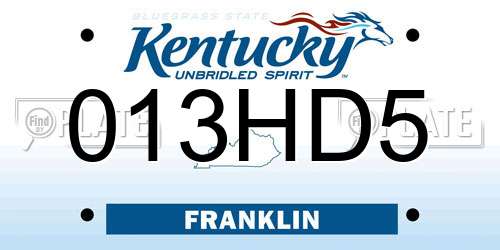 013HD5 Kentucky License Plate