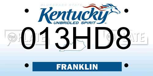 013HD8 Kentucky License Plate