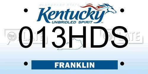 013HDS Kentucky License Plate
