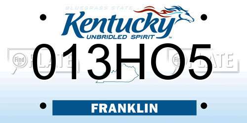 013HO5 Kentucky License Plate