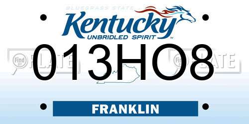 013HO8 Kentucky License Plate