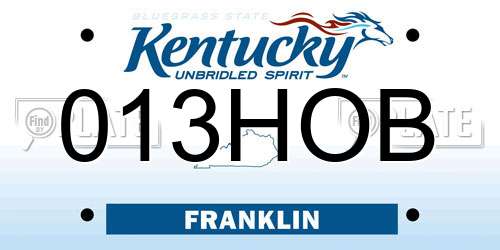 013HOB Kentucky License Plate