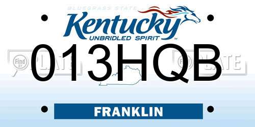013HQB Kentucky License Plate