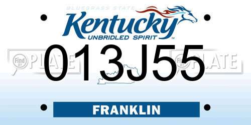 013J55 Kentucky License Plate