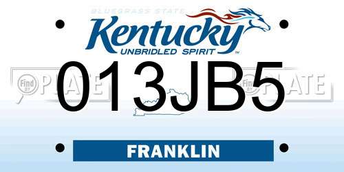 013JB5 Kentucky License Plate