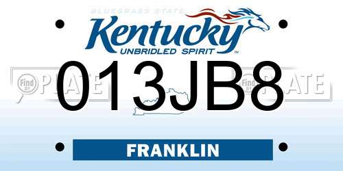013JB8 Kentucky License Plate