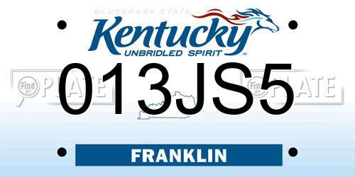 013JS5 Kentucky License Plate