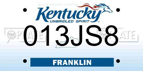 013JS8 Kentucky License Plate