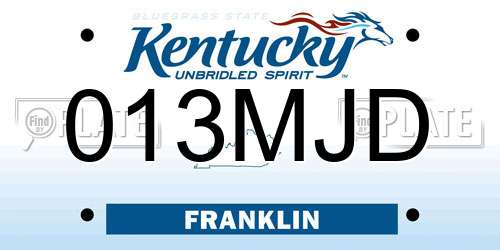 013MJD Kentucky License Plate