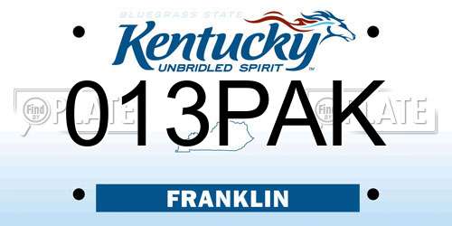 013PAK Kentucky License Plate
