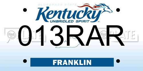 013RAR Kentucky License Plate