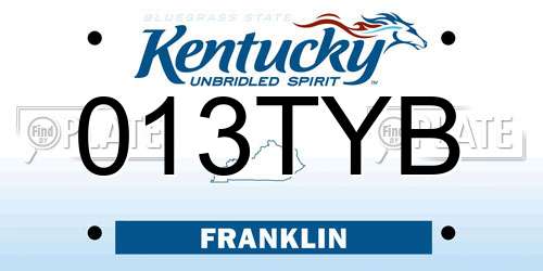 013TYB Kentucky License Plate