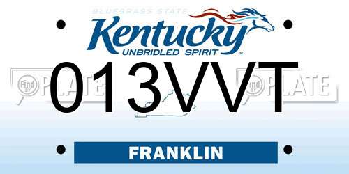 013VVT Kentucky License Plate