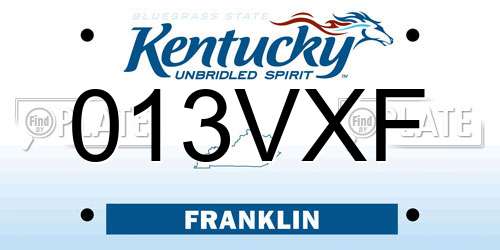 013VXF Kentucky License Plate