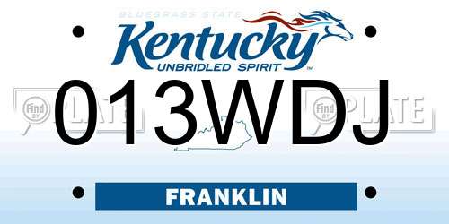 013WDJ Kentucky License Plate