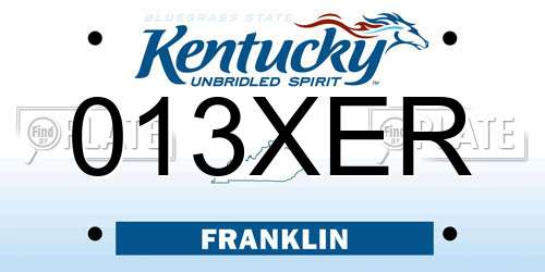 013XER Kentucky License Plate