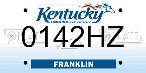 0142HZ Kentucky License Plate