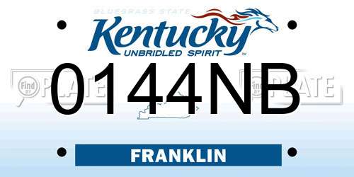 0144NB Kentucky License Plate