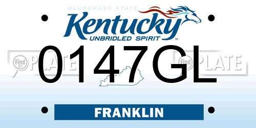 0147GL Kentucky License Plate