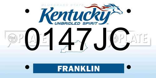 0147JC Kentucky License Plate