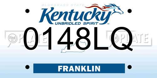 0148LQ Kentucky License Plate