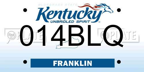014BLQ Kentucky License Plate