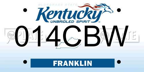 014CBW Kentucky License Plate