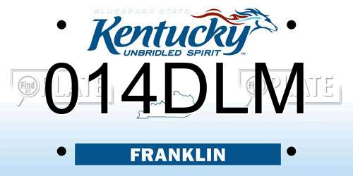 014DLM Kentucky License Plate