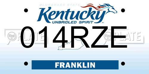 014RZE Kentucky License Plate