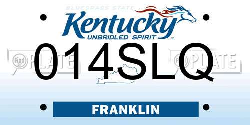 014SLQ Kentucky License Plate