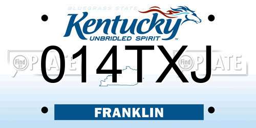 014TXJ Kentucky License Plate