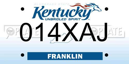 014XAJ Kentucky License Plate