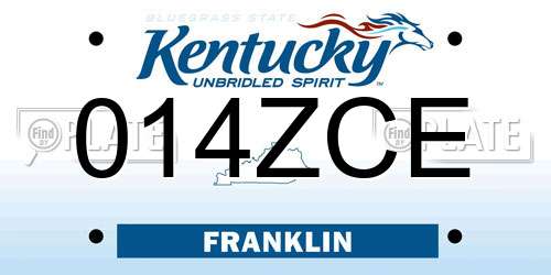 014ZCE Kentucky License Plate