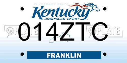 014ZTC Kentucky License Plate