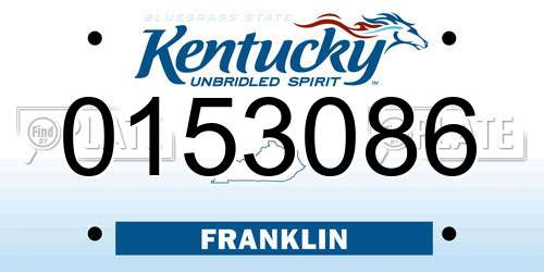 0153086 Kentucky License Plate