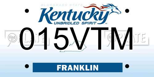 015VTM Kentucky License Plate
