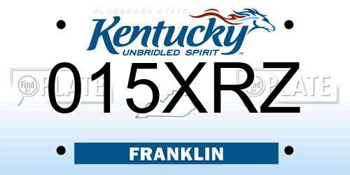 015XRZ Kentucky License Plate