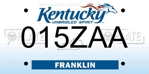 015ZAA Kentucky License Plate