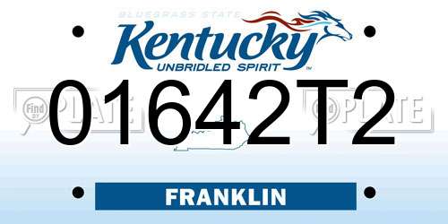 01642T2 Kentucky License Plate